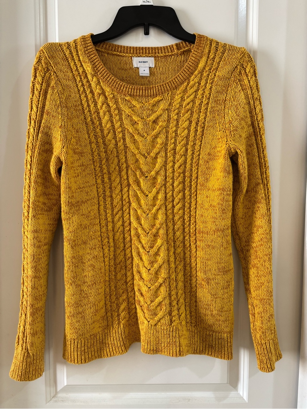 Old Navy Mustard Yellow Cable Knit Crewneck Sweater